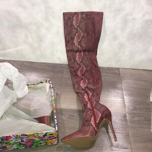 Shoe Republic LA OTK Thigh Snake Stretch Boots New